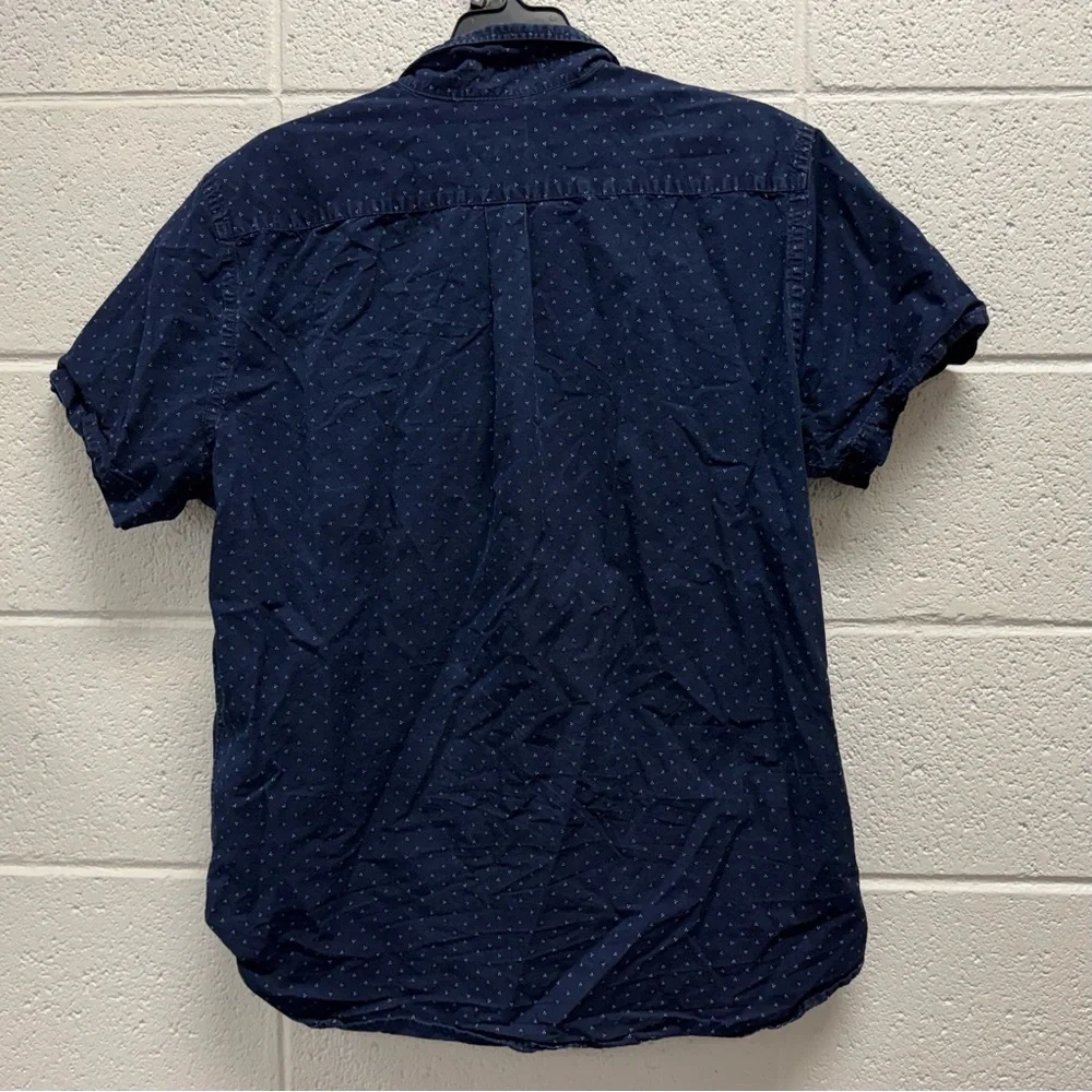 Levi’s Short Sleeve Button Down Shirt Navy Micro Print‎ Size Large 100% Cotton